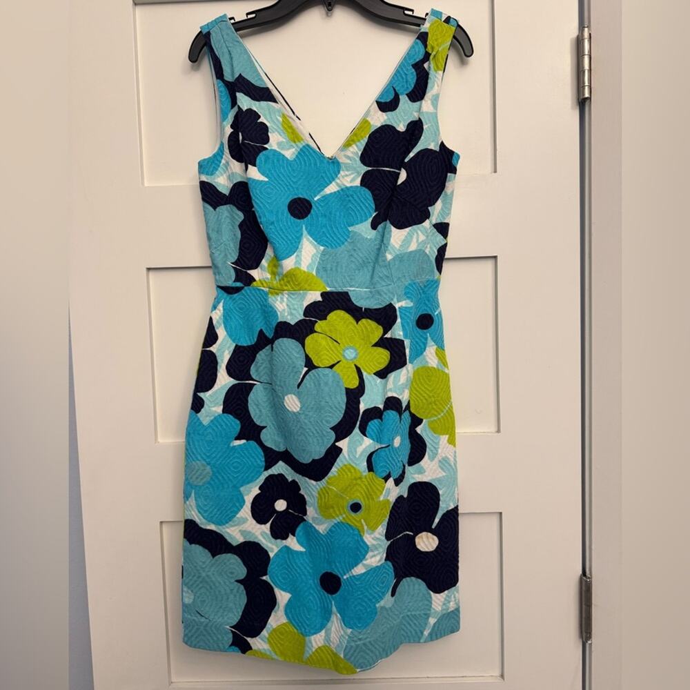 Lilly Pulitzer Blue and Green Kiki Floral Mini Shift Dress